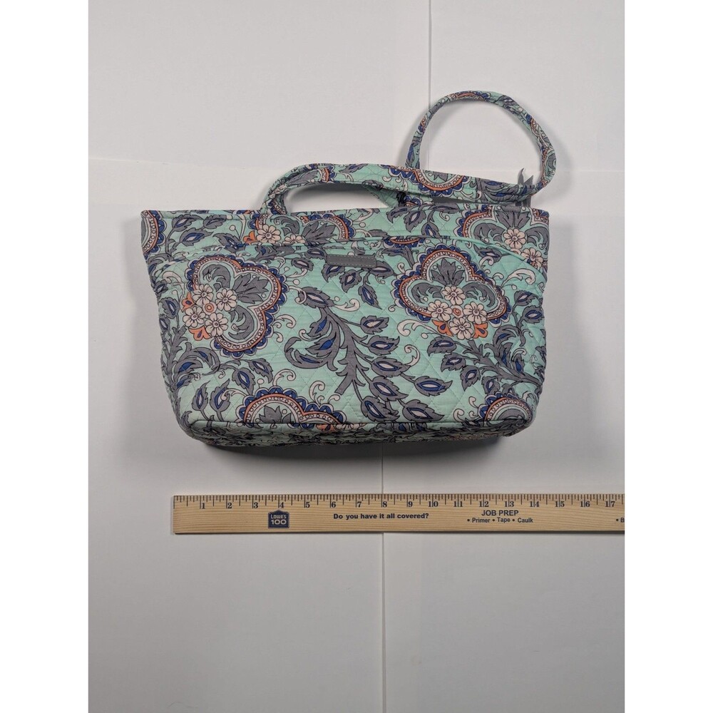 Vera Bradley Tote Bag "Fan Flowers" Mint Green Paisley Print - Picture 6 of 8